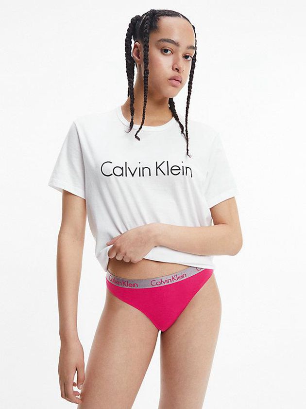 Pink Calvin Klein 3 Pack - Radiant Cotton Women Thong | NAZL-86043