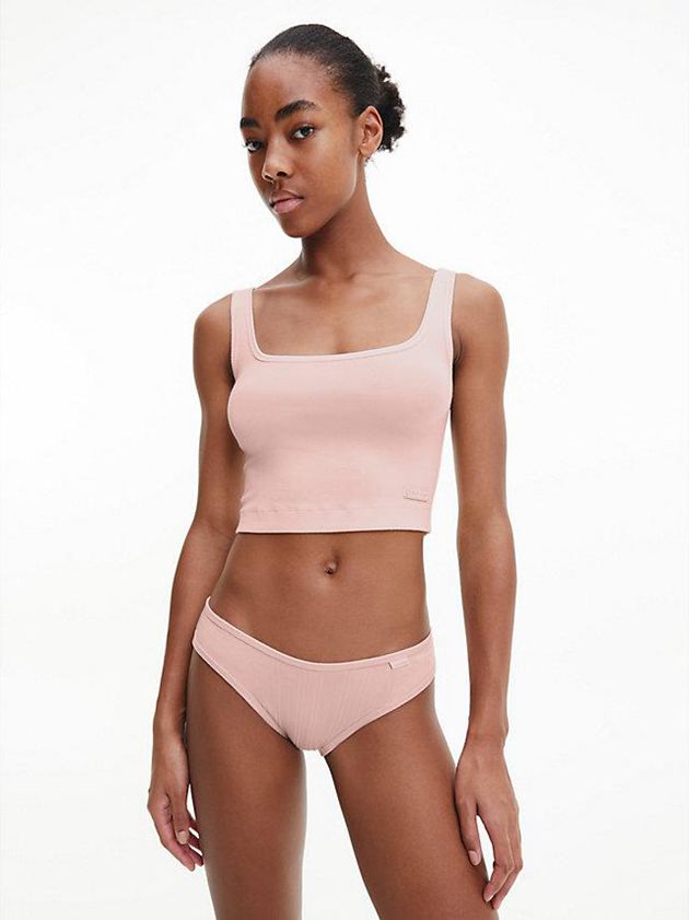 Pink Calvin Klein Bikini - Pure Ribbed Women Briefs | USKZ-74128