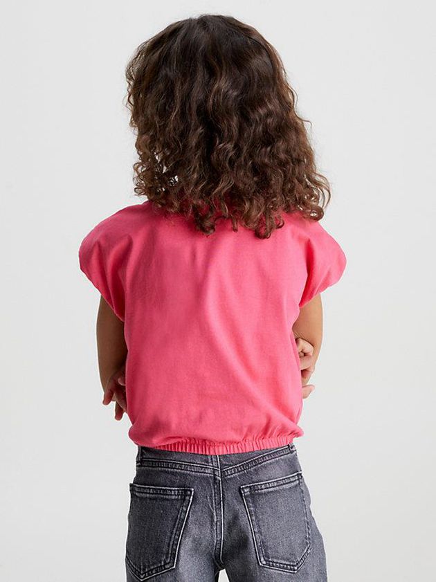 Pink Calvin Klein Cap Sleeve Logo Girls's T-Shirt | FMAD-42810