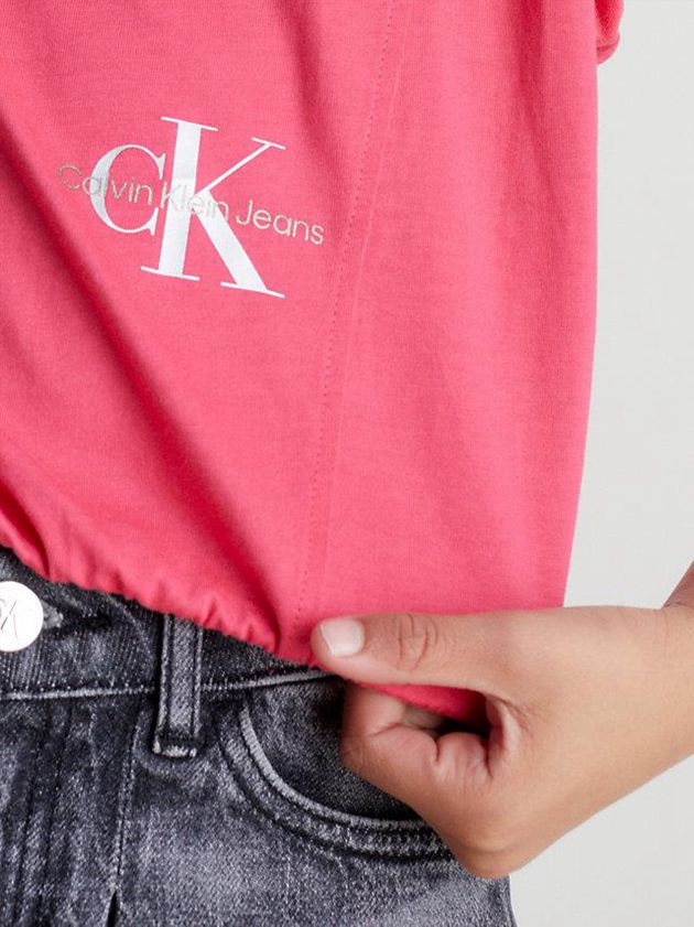 Pink Calvin Klein Cap Sleeve Logo Girls's T-Shirt | FMAD-42810