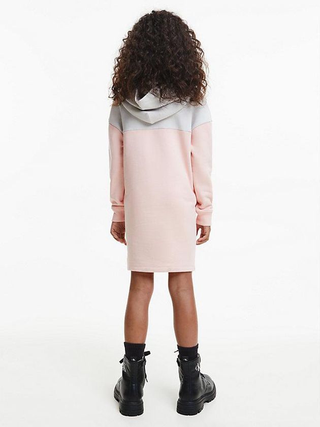 Pink Calvin Klein Colourblock Hoodie Girls's Dress | HMTC-65840