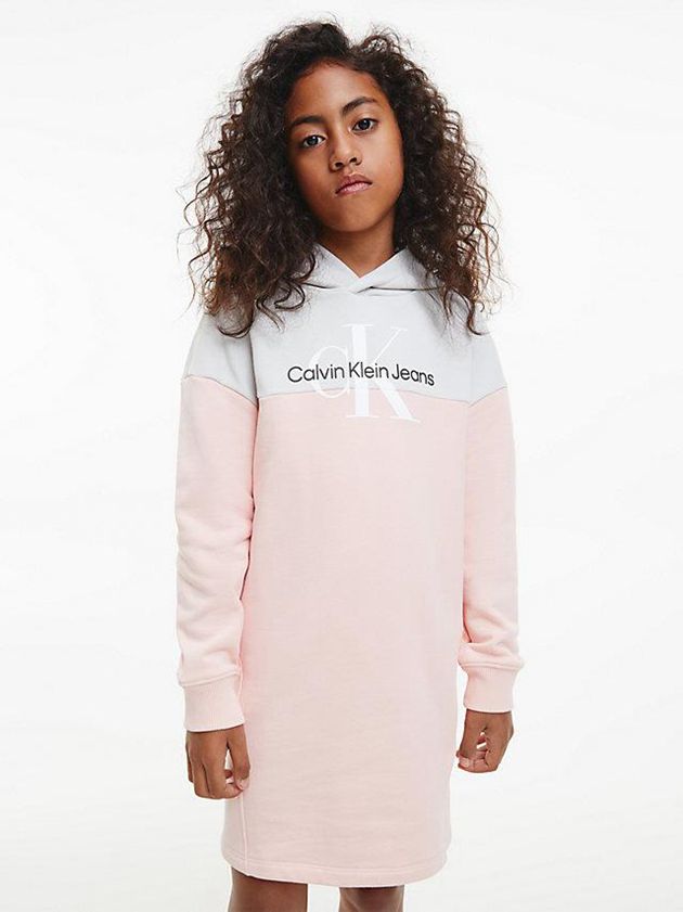 Pink Calvin Klein Colourblock Hoodie Girls's Dress | HMTC-65840