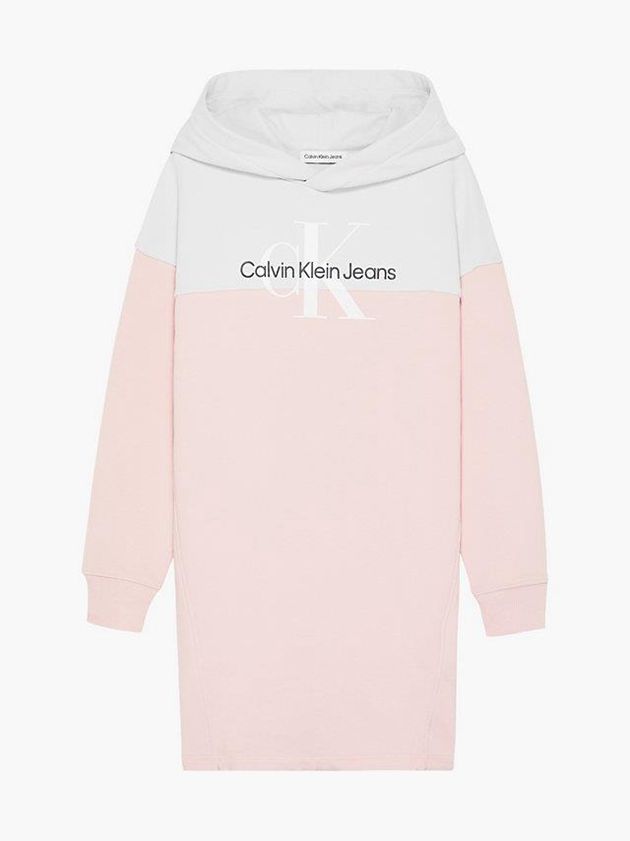 Pink Calvin Klein Colourblock Hoodie Girls's Dress | HMTC-65840