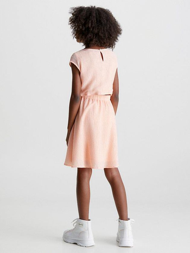 Pink Calvin Klein Crinkle Lyocell Flared Girls's Dress | PEZM-43068