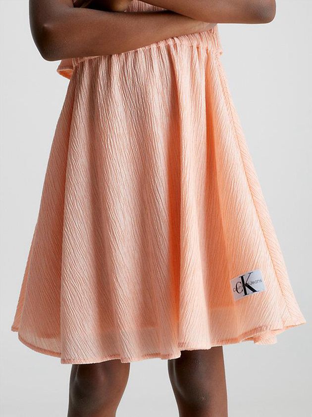 Pink Calvin Klein Crinkle Lyocell Flared Girls's Dress | PEZM-43068