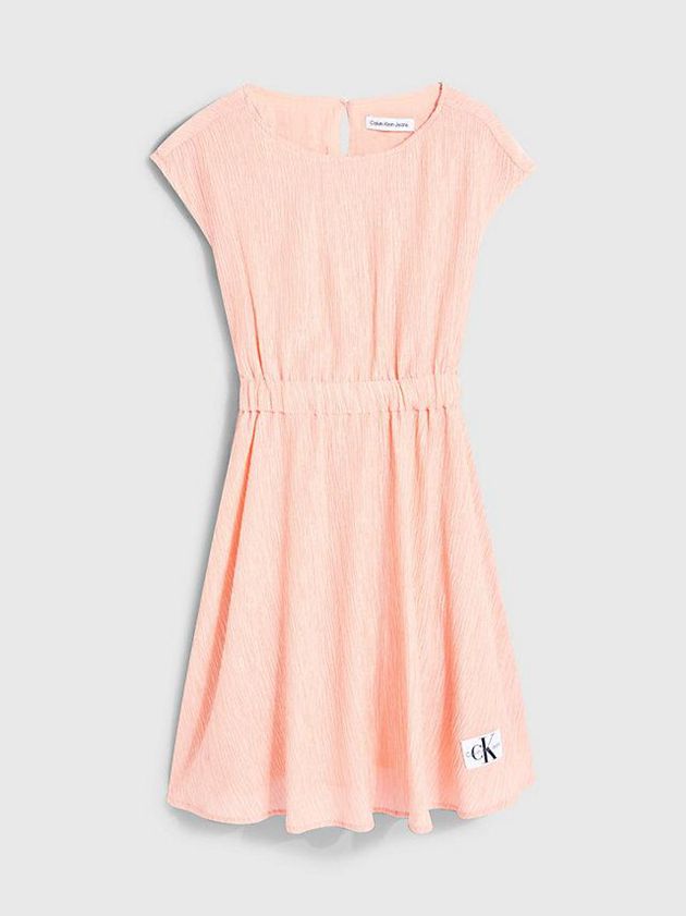 Pink Calvin Klein Crinkle Lyocell Flared Girls's Dress | PEZM-43068