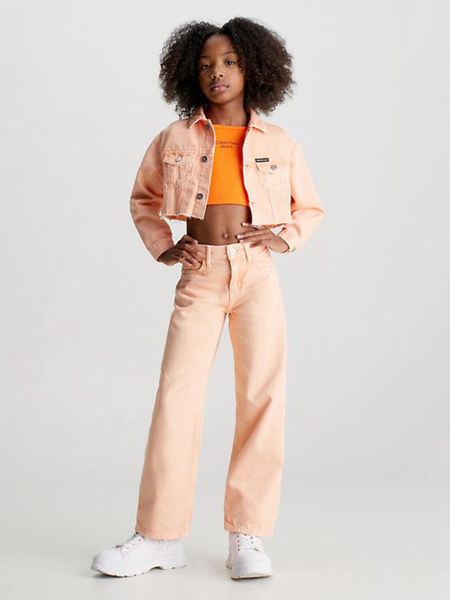 Pink Calvin Klein Cropped Denim Girls's Jacket | XBNS-05942