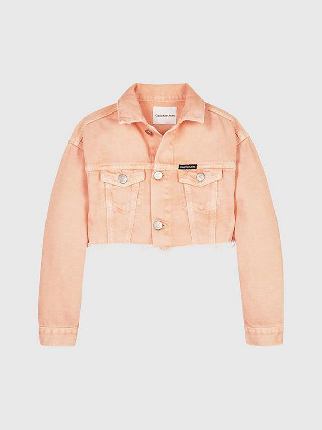 Pink Calvin Klein Cropped Denim Girls's Jacket | XBNS-05942
