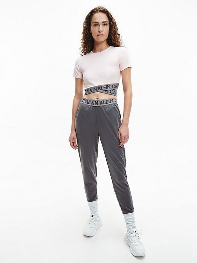 Pink Calvin Klein Cropped Gym Women T-Shirt | GSVJ-08734