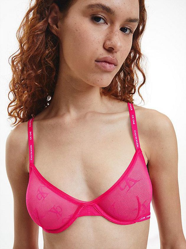 Pink Calvin Klein Demi Plunge - CK One Women Bra | MSZT-38970