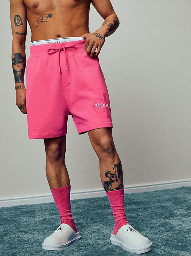 Pink Calvin Klein Jogger - Pride Men Shorts | AIBJ-35462