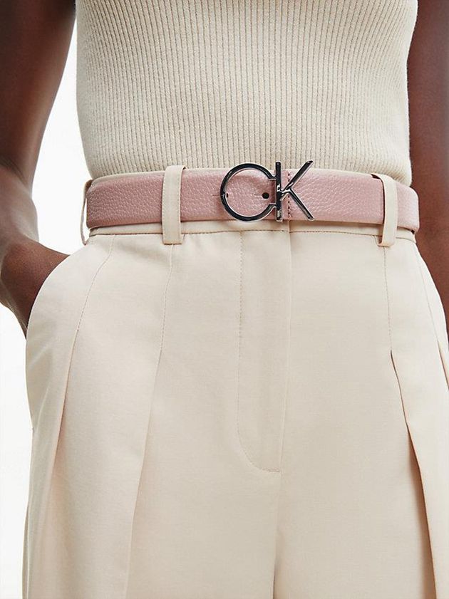Pink Calvin Klein Leather Logo Women Belt | NOUP-05132