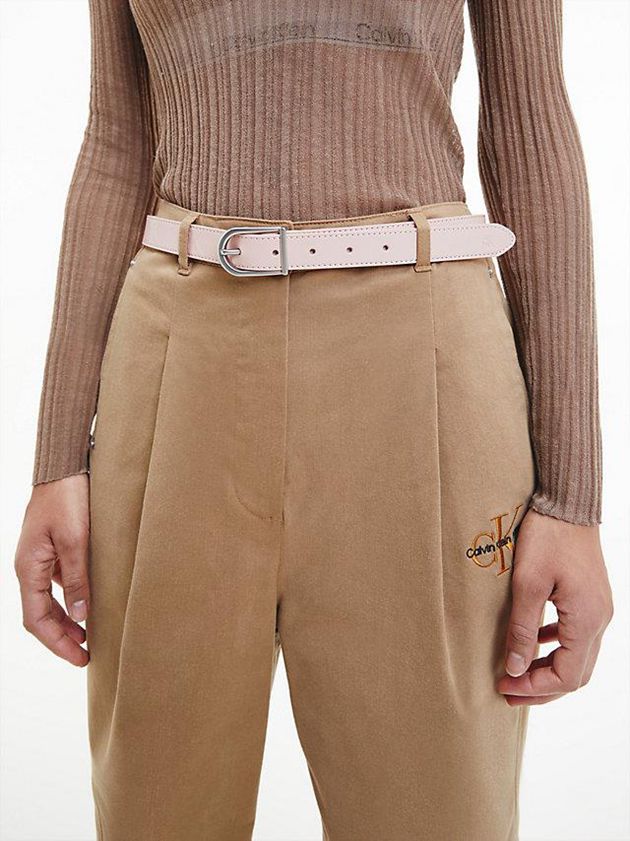 Pink Calvin Klein Leather Logo Women Belt | PIMK-50289