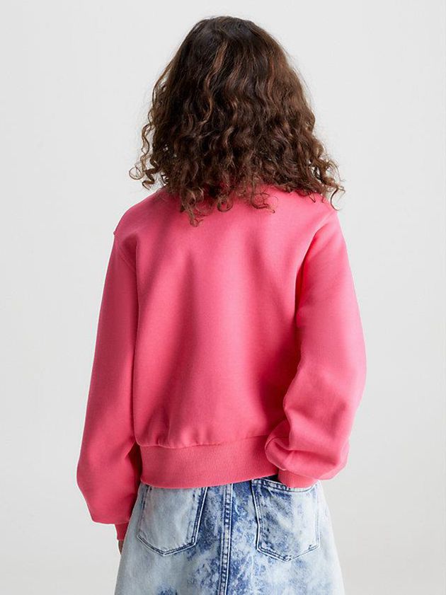 Pink Calvin Klein Logo Girls's Sweatshirt | TWSH-75823