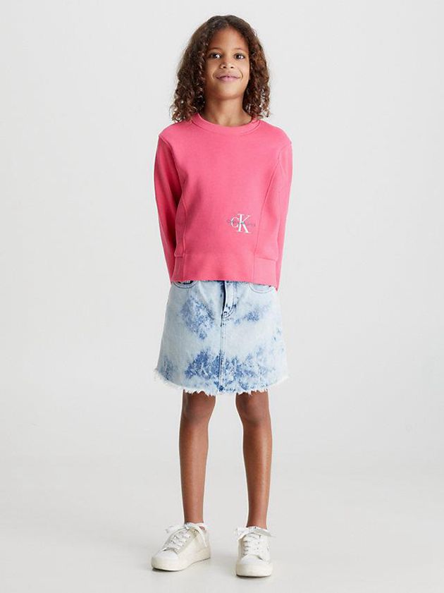Pink Calvin Klein Logo Girls's Sweatshirt | TWSH-75823
