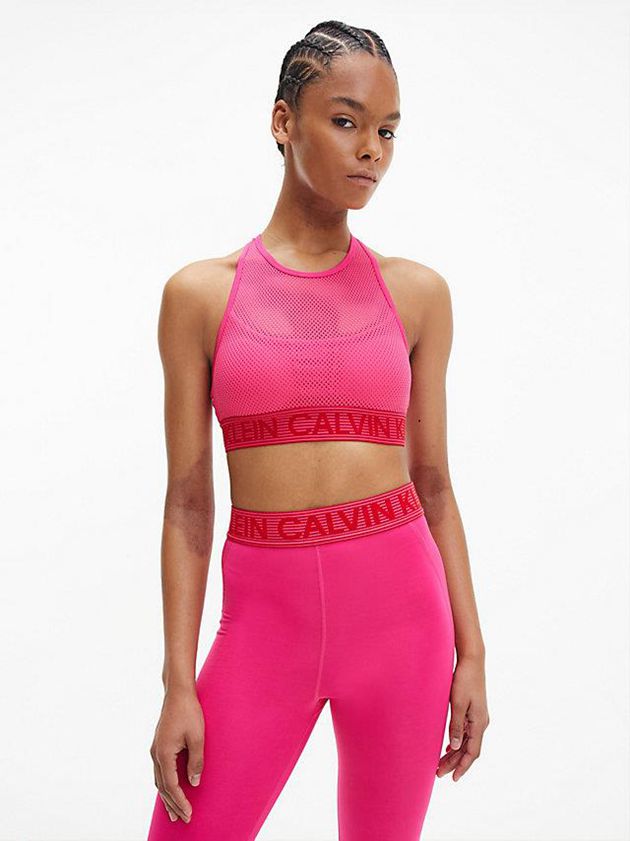 Pink Calvin Klein Medium Impact Sports Women Bra | SPVF-20483