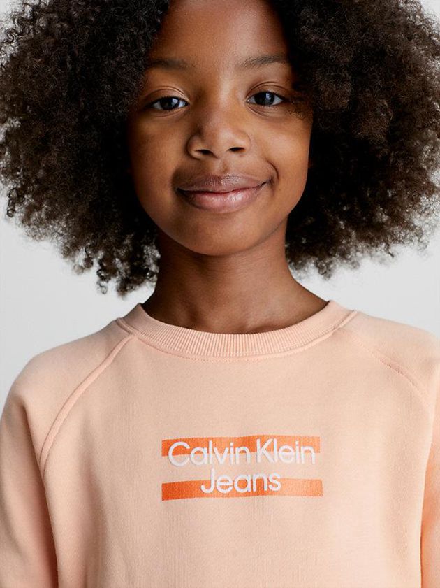 Pink Calvin Klein Organic Cotton Logo Girls's Sweatshirt | QYSM-60428
