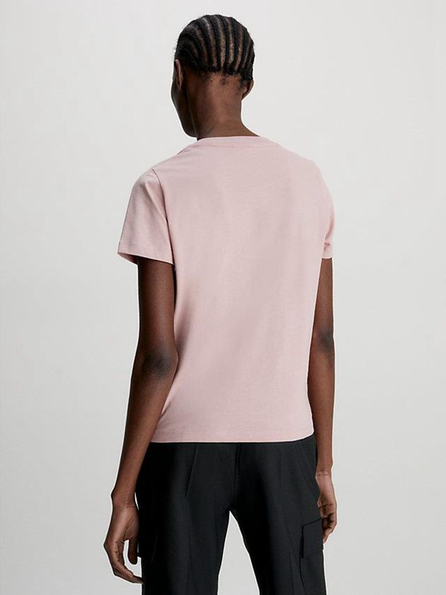 Pink Calvin Klein Organic Cotton Logo Women T-Shirt | CQMV-59208