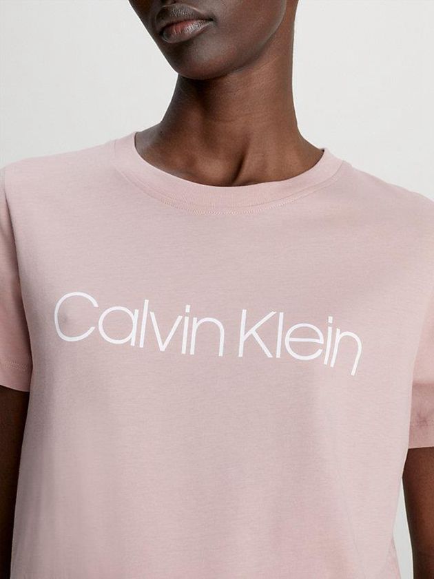 Pink Calvin Klein Organic Cotton Logo Women T-Shirt | CQMV-59208
