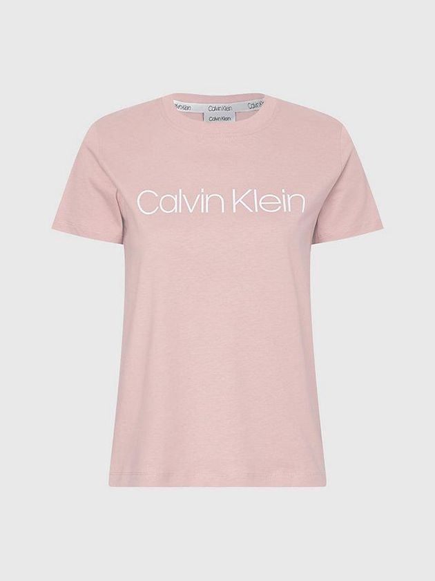 Pink Calvin Klein Organic Cotton Logo Women T-Shirt | CQMV-59208