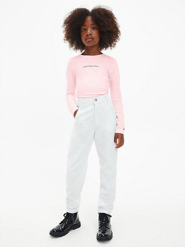 Pink Calvin Klein Organic Cotton Long Sleeve Girls's T-Shirt | WQAN-46097