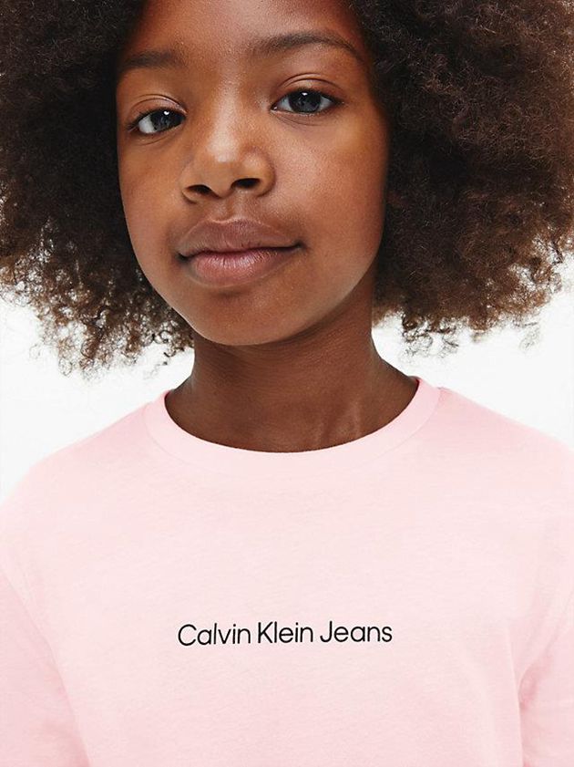 Pink Calvin Klein Organic Cotton Long Sleeve Girls's T-Shirt | WQAN-46097