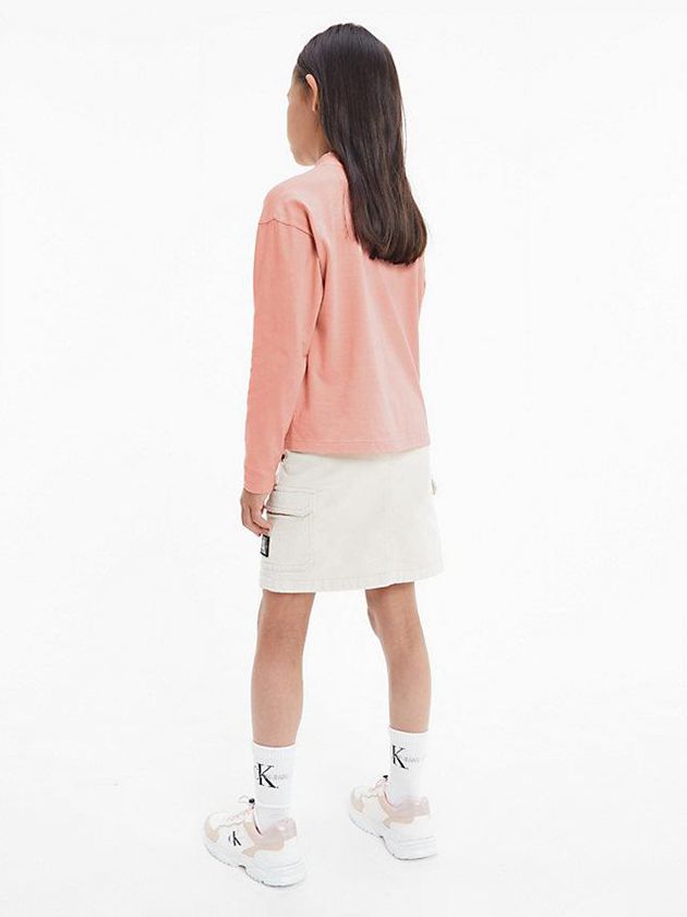Pink Calvin Klein Organic Cotton Long Sleeve Girls's T-Shirt | ZHLC-03819