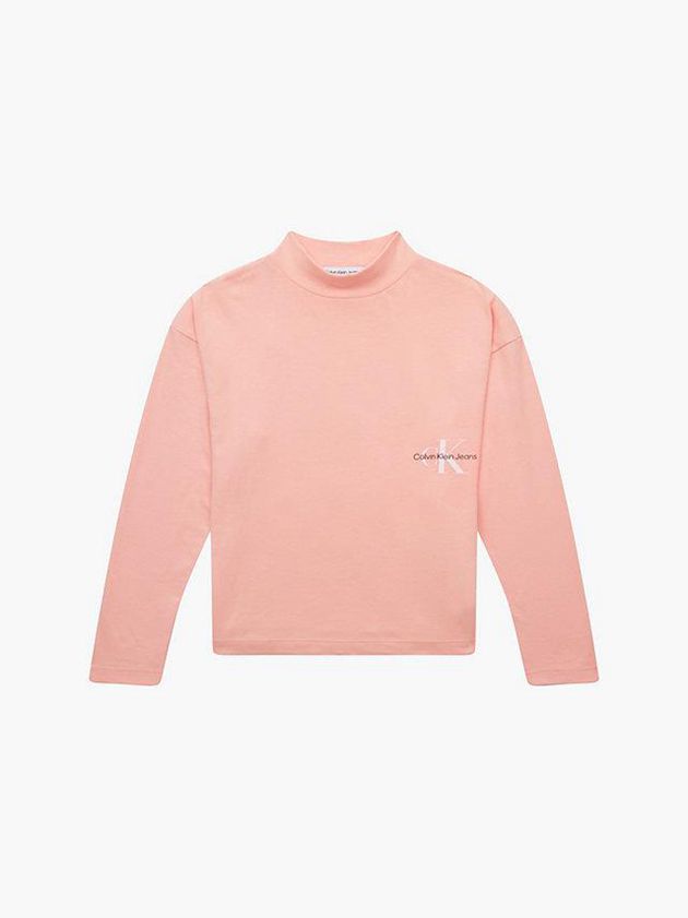 Pink Calvin Klein Organic Cotton Long Sleeve Girls's T-Shirt | ZHLC-03819