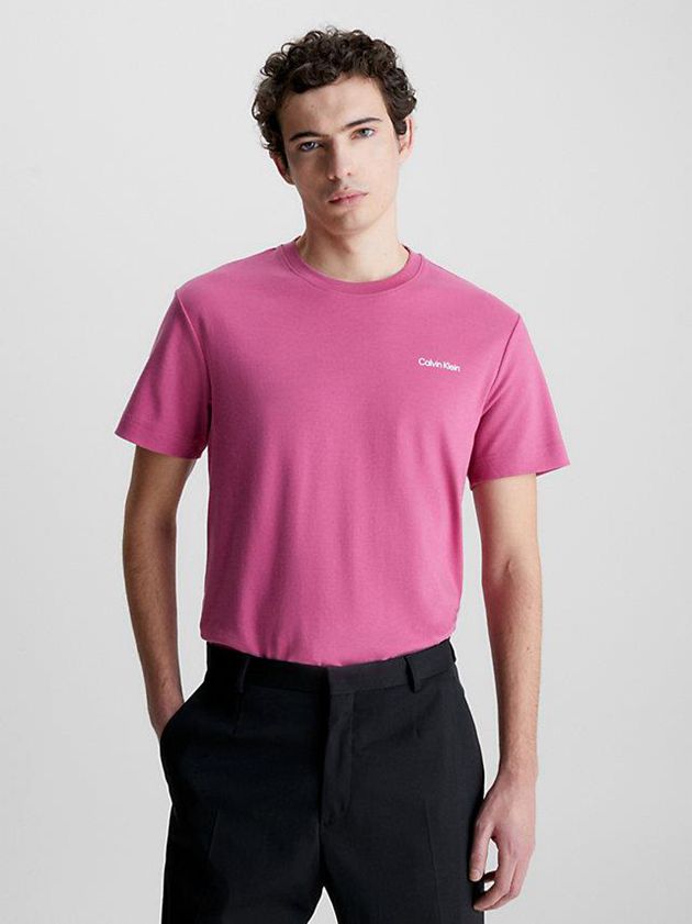 Pink Calvin Klein Organic Cotton Men T-Shirt | DZWH-54937