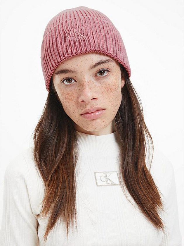 Pink Calvin Klein Organic Cotton Women Beanie | DVHN-27516