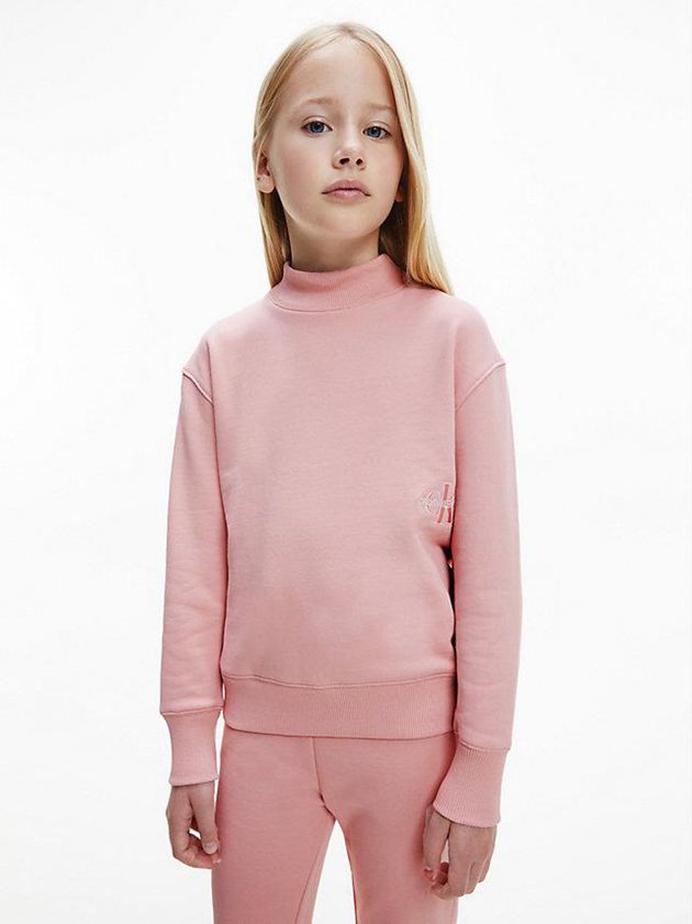 Pink Calvin Klein Oversized Organic Cotton Girls's Sweatshirt | PFTH-12079