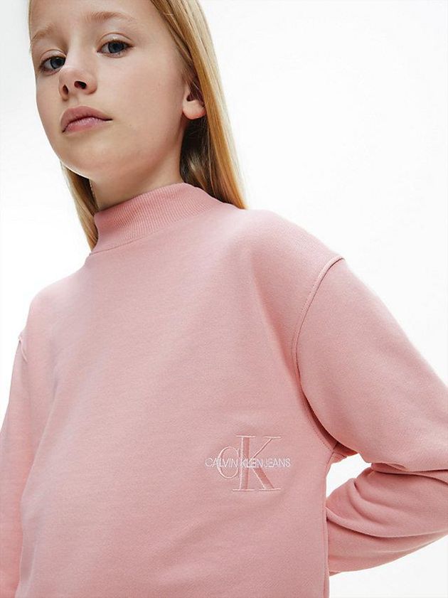 Pink Calvin Klein Oversized Organic Cotton Girls's Sweatshirt | PFTH-12079