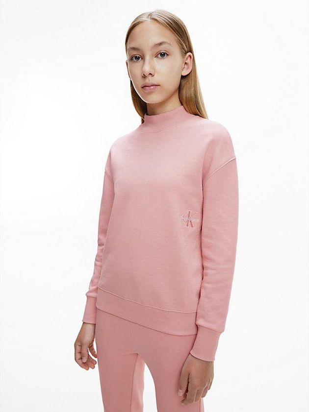 Pink Calvin Klein Oversized Organic Cotton Girls\'s Sweatshirt | PFTH-12079