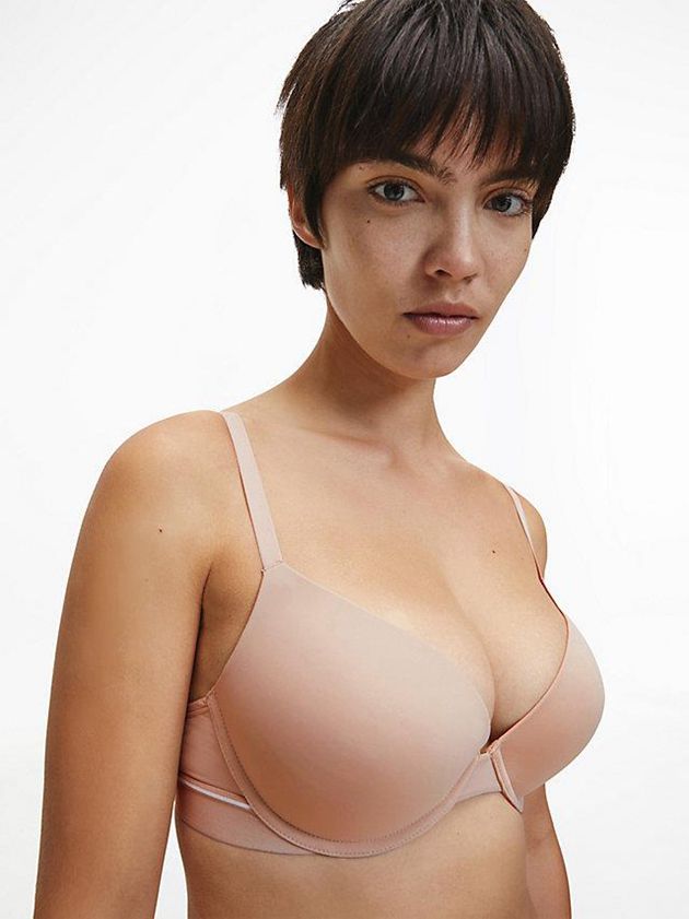 Pink Calvin Klein Plunge Push-Up - CK One Women Bra | VINR-15439