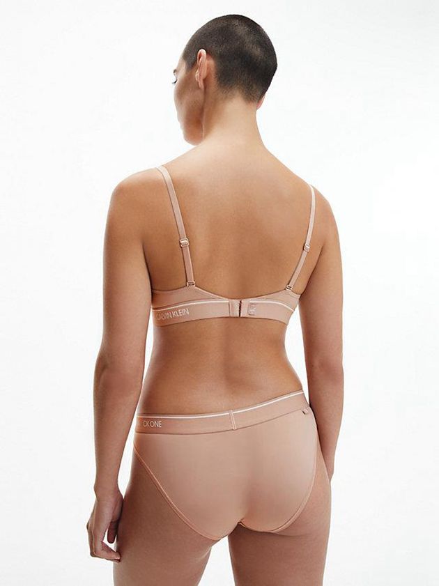 Pink Calvin Klein Plunge Push-Up - CK One Women Bra | VINR-15439