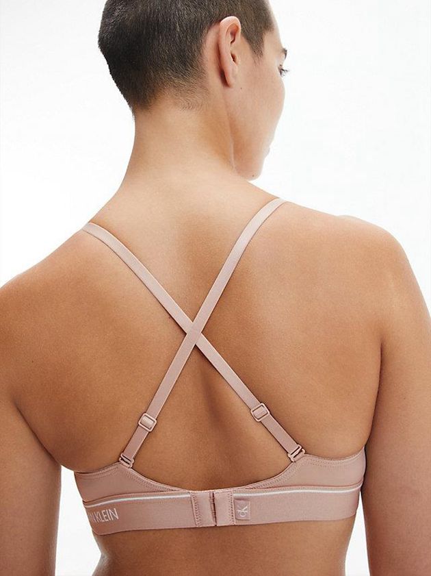Pink Calvin Klein Plunge Push-Up - CK One Women Bra | VINR-15439