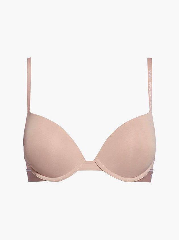 Pink Calvin Klein Plunge Push-Up - CK One Women Bra | VINR-15439