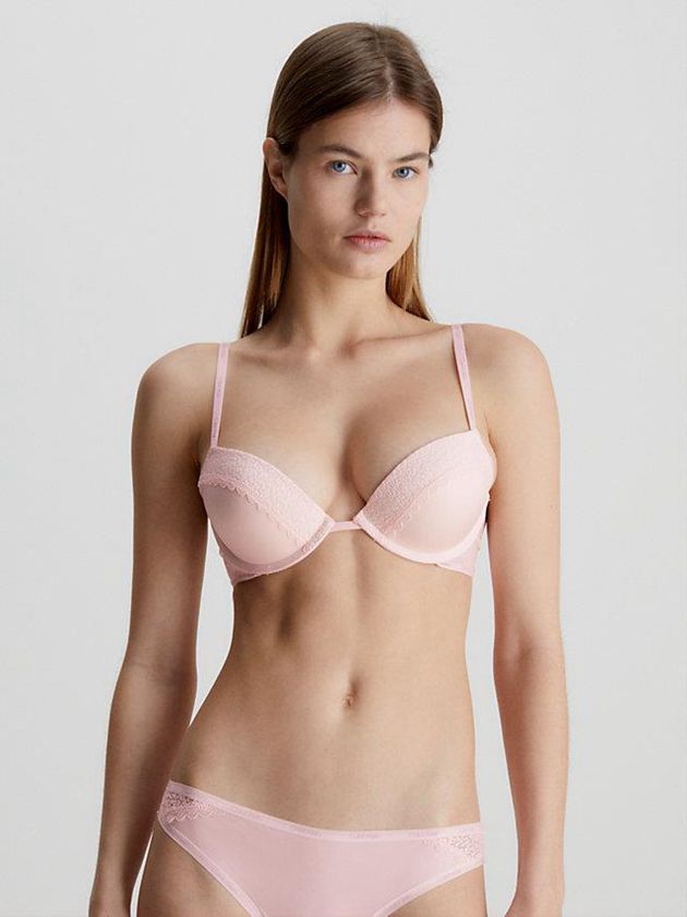 Pink Calvin Klein Plunge Push-Up - Flirty Women Bra | IGVF-13695