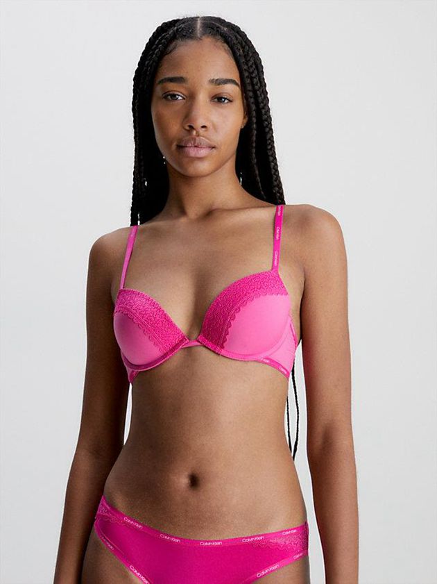 Pink Calvin Klein Plunge Push-Up - Flirty Women Bra | EPHW-90857