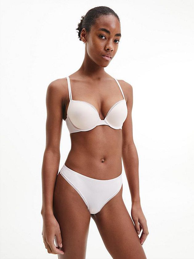 Pink Calvin Klein Plunge Push-Up - Liquid Touch Women Bra | QNLR-63487