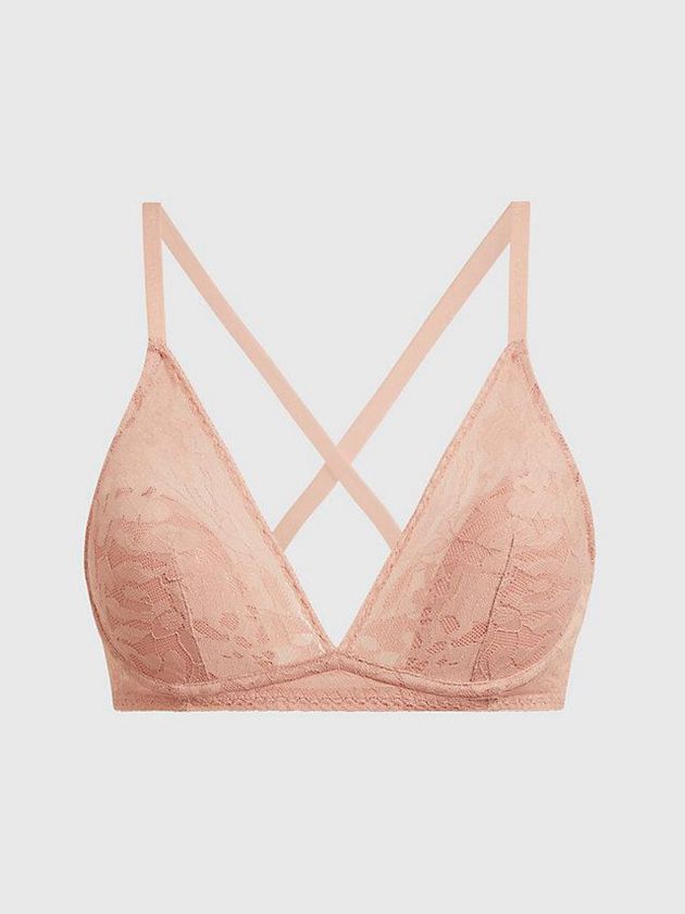 Pink Calvin Klein Plunge - Ultra Soft Lace Women Bra | JAWD-43859