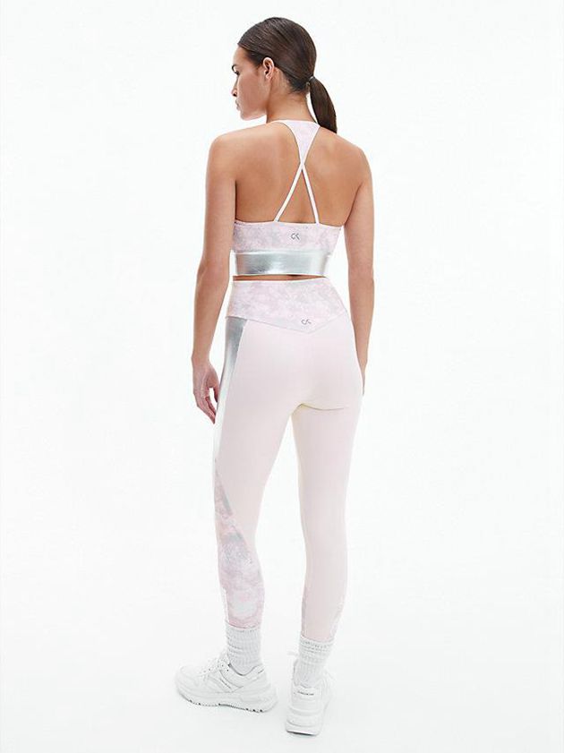 Pink Calvin Klein Printed Low Support Sports Women Bra | FZTA-15473