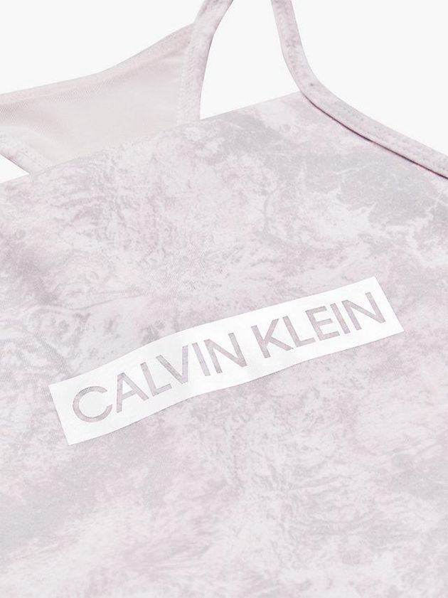 Pink Calvin Klein Printed Low Support Sports Women Bra | FZTA-15473