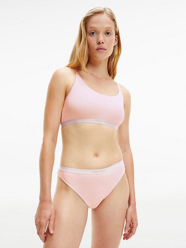 Pink Calvin Klein Pure Ribbed Women Bra | MVXS-04192
