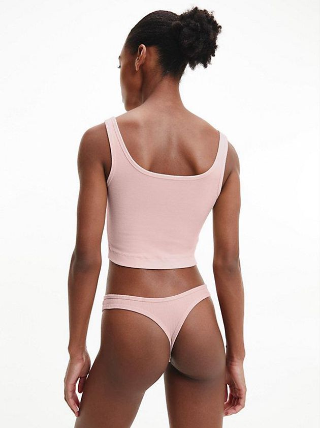 Pink Calvin Klein Pure Ribbed Women Thong | LITK-09473