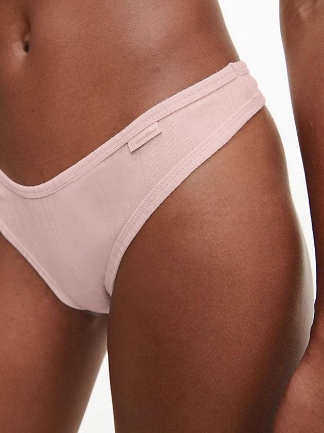 Pink Calvin Klein Pure Ribbed Women Thong | LITK-09473