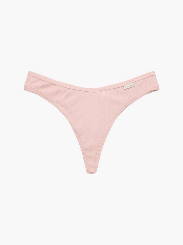Pink Calvin Klein Pure Ribbed Women Thong | LITK-09473