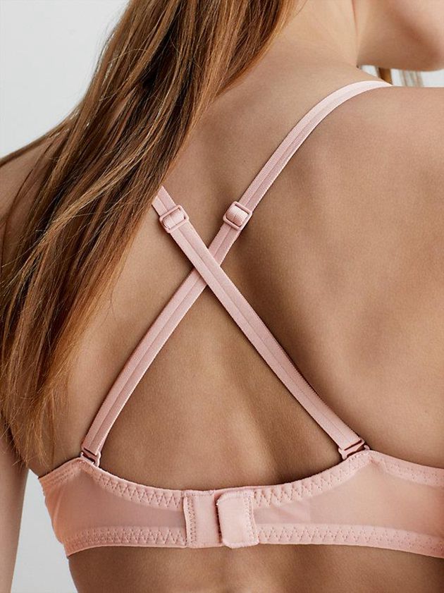 Pink Calvin Klein Push Up - Sheer Marquisette Women Bra | KQSW-86915