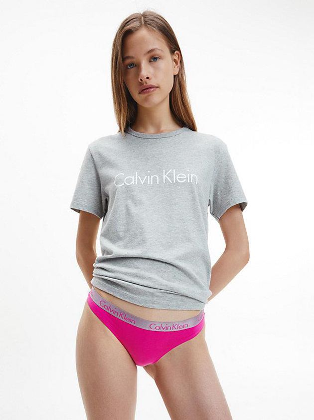 Pink Calvin Klein Radiant Cotton Women Thong | TRWV-10245