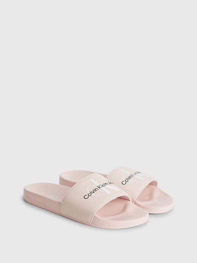 Pink Calvin Klein Recycled Canvas Sliders Women Slippers | FNAO-58692